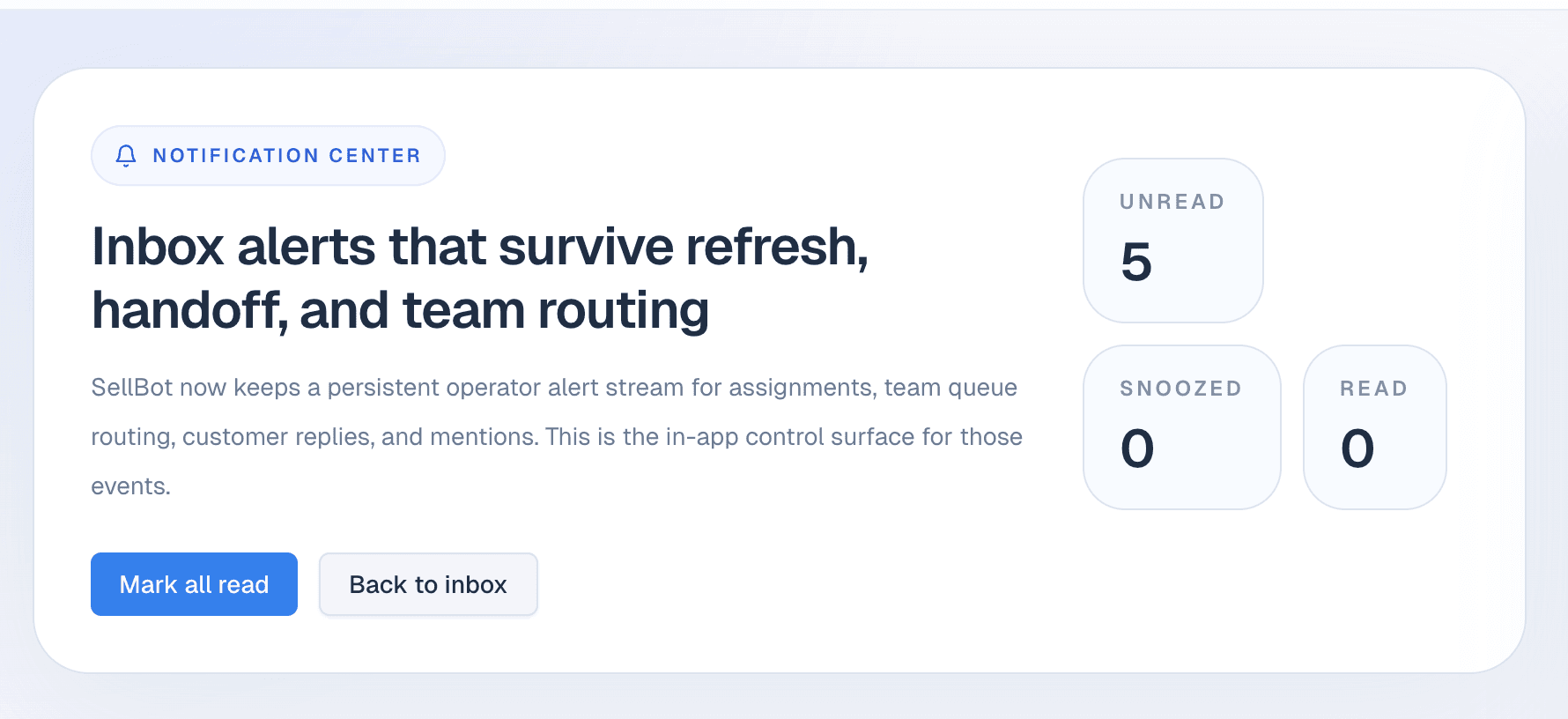 Sellbot AiML notification center inside the merchant panel